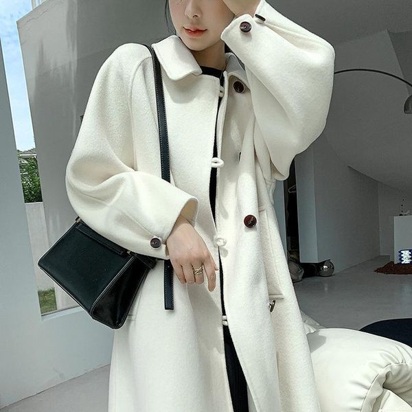 women's wool & blends coat double-sided 2021 medium and long thickened in autumn winter, Black
women's wool & blends coat double-sided 2021 medium and long thickened in autumn winter, Black