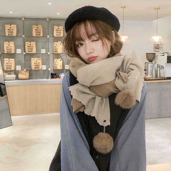 autumn and winter korean lovely solid color scarf women thickened warm imitation cashmere double-sided rabbit hair ball, Blue;gray
autumn and winter korean lovely solid color scarf women thickened warm imitation cashmere double-sided rabbit hair ball, Blue;gray
