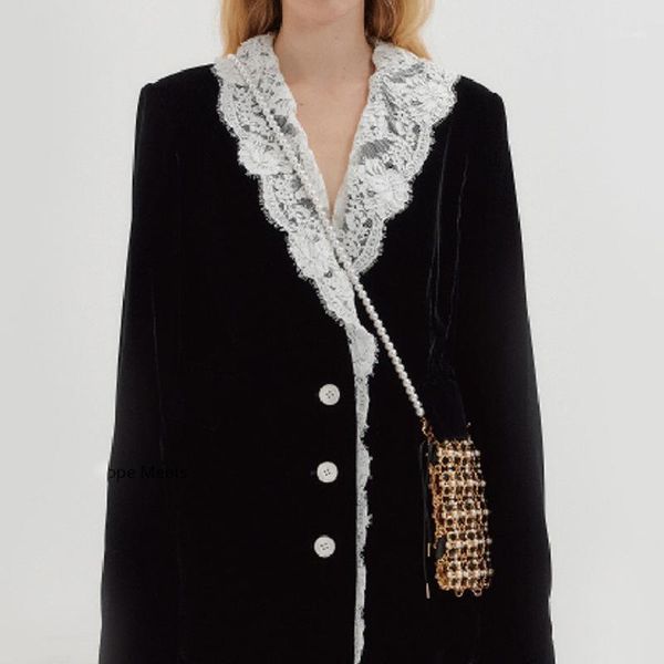 women's suits & blazers medium length loose black suit coat autumn and winter design casual, White;black
women's suits & blazers medium length loose black suit coat autumn and winter design casual, White;black