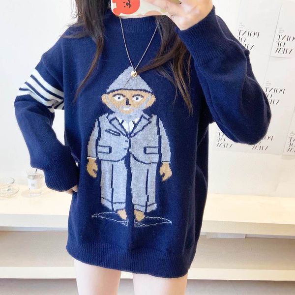2021 spring autumn new tb cartoon little old man wool round neck pullover casual sweater for men and women, White;black
2021 spring autumn new tb cartoon little old man wool round neck pullover casual sweater for men and women, White;black
