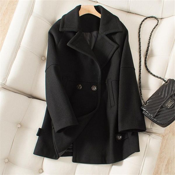 women's wool & blends black woolen coat women 2021 single breasted lapel fashion blend thick warm overcoat loose casual winter female
women's wool & blends black woolen coat women 2021 single breasted lapel fashion blend thick warm overcoat loose casual winter female