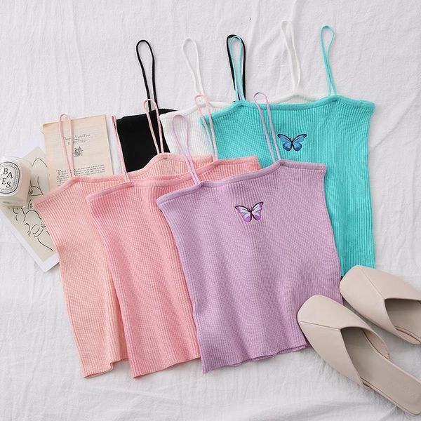 knitting camisole spaghetti embroidery butterfly women cami underwear ribbed crop summer skinny solid color beach, White
knitting camisole spaghetti embroidery butterfly women cami underwear ribbed crop summer skinny solid color beach, White