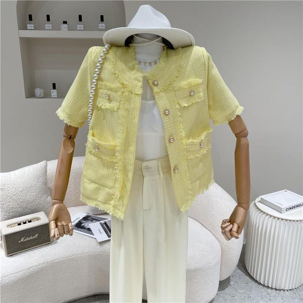 women's jackets spring summer 2021 fashion retro pearl button slim temperament candy short coat, Black;brown
women's jackets spring summer 2021 fashion retro pearl button slim temperament candy short coat, Black;brown
