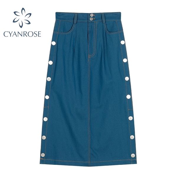women spring blue denim skirt high waist zipper button lady elegant a line korean vintage street stylish jeans s 210430, Black
women spring blue denim skirt high waist zipper button lady elegant a line korean vintage street stylish jeans s 210430, Black