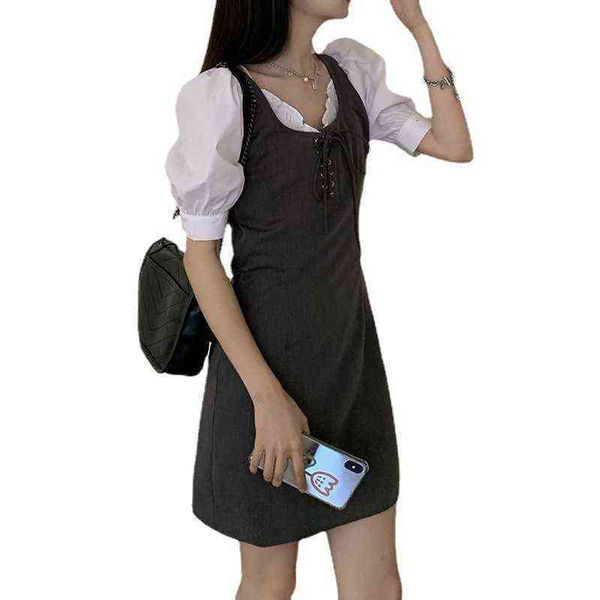 be can sweet can salt fake two piec bubble sleeve drs small short skirt with lace at the cht temperament slim buttocks, Black
be can sweet can salt fake two piec bubble sleeve drs small short skirt with lace at the cht temperament slim buttocks, Black