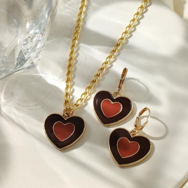 earrings & necklace colorful double layer dripping oil love heart jewelry set for women simple pendant fashion gift, Silver
earrings & necklace colorful double layer dripping oil love heart jewelry set for women simple pendant fashion gift, Silver