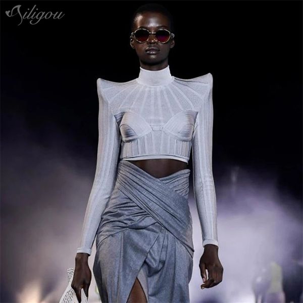 t-shirt chic gorgeous jacquard stripe stitching design long sleeve high neck celebrity party club bandage crop 210525, White
t-shirt chic gorgeous jacquard stripe stitching design long sleeve high neck celebrity party club bandage crop 210525, White