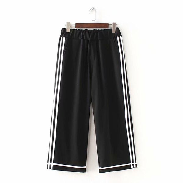 plus size pants in spring and autumn for women 6xl elastic waist side white strips collage straight-leg large, Black
plus size pants in spring and autumn for women 6xl elastic waist side white strips collage straight-leg large, Black