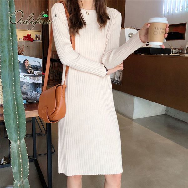 autumn women knitted long sleeve solid warm loose female sweater dress 210415, Black;gray
autumn women knitted long sleeve solid warm loose female sweater dress 210415, Black;gray