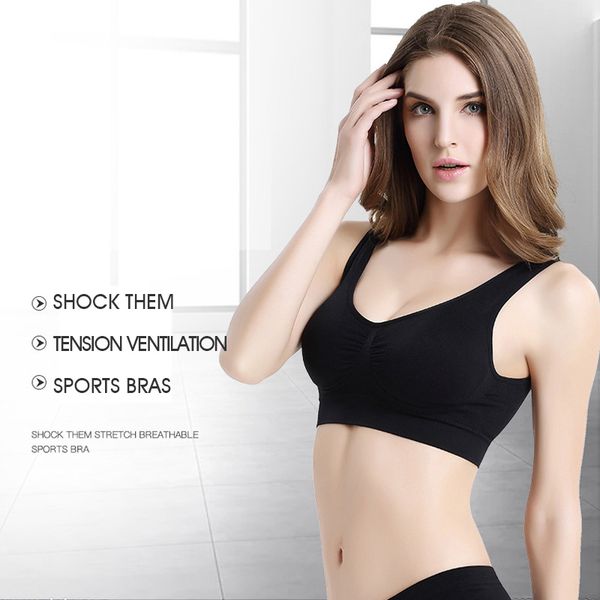 women breathable high elastic sports bra stretch athletic brassiere push up bras tank seamless padded running vest 210515, White
women breathable high elastic sports bra stretch athletic brassiere push up bras tank seamless padded running vest 210515, White