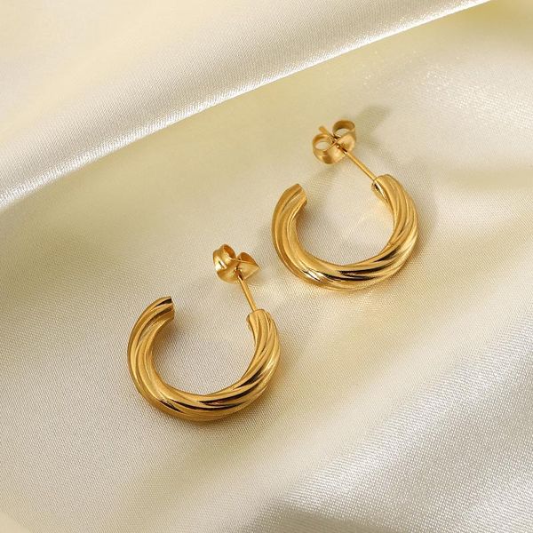hoop & huggie 316l stainless steel shape twisted earrings for women hypoallergenic waterproof circle jewelry, Golden;silver
hoop & huggie 316l stainless steel shape twisted earrings for women hypoallergenic waterproof circle jewelry, Golden;silver
