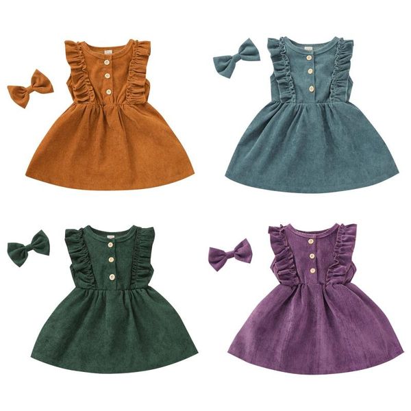 spring 6m-5y baby girl 2pcs set corduroy ruffled sleeveless single breasted dress+bow hairpin children clothes 4 colors girl's dresses, Red;yellow
spring 6m-5y baby girl 2pcs set corduroy ruffled sleeveless single breasted dress+bow hairpin children clothes 4 colors girl's dresses, Red;yellow