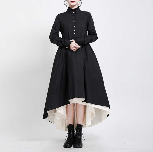 spring 2021 drs dign feeling black and white stitching large hem shawl skirt, Black;gray
spring 2021 drs dign feeling black and white stitching large hem shawl skirt, Black;gray