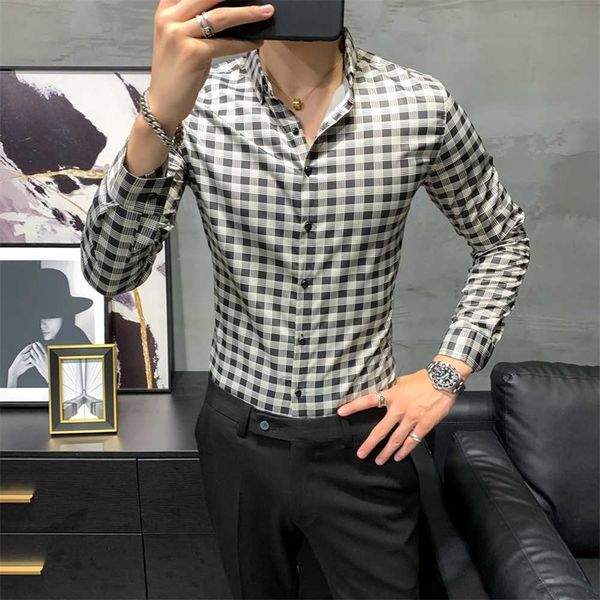 plaid men shirts camisa masculina autumn long sleeve casual dress shirt slim fit social party men clothing chemise homme 210527, White;black
plaid men shirts camisa masculina autumn long sleeve casual dress shirt slim fit social party men clothing chemise homme 210527, White;black