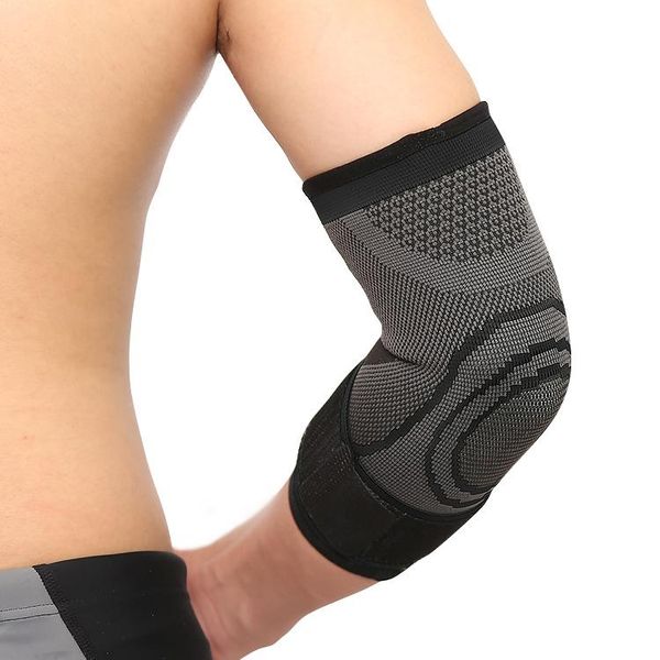 aolikes elbow brace compression support sleeve adjustable strap for weightlifting arthritis volleyball tennis pad & knee pads, Black;gray