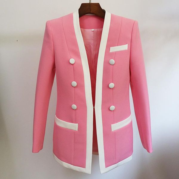 women's suits & blazers pink long coat suit, White;black