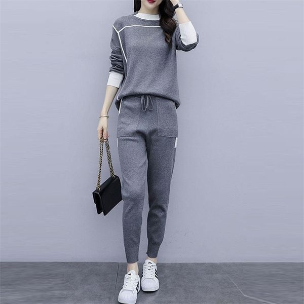 fashion contrast color knitted 2-piece suit women long sleeve o-neck pullover and sweatpants korean style spring tracksuit 210522, White
fashion contrast color knitted 2-piece suit women long sleeve o-neck pullover and sweatpants korean style spring tracksuit 210522, White