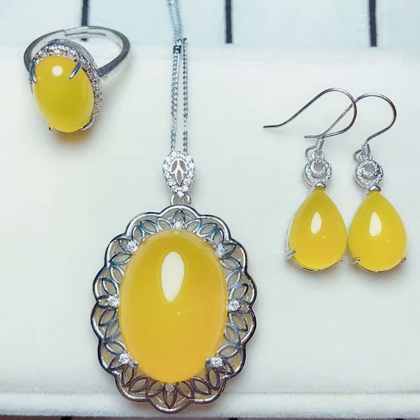 fine jewelry natural 925 silver lnlaid yellow chalcedony ring pendant earrings sets women silve, Black;brown
fine jewelry natural 925 silver lnlaid yellow chalcedony ring pendant earrings sets women silve, Black;brown