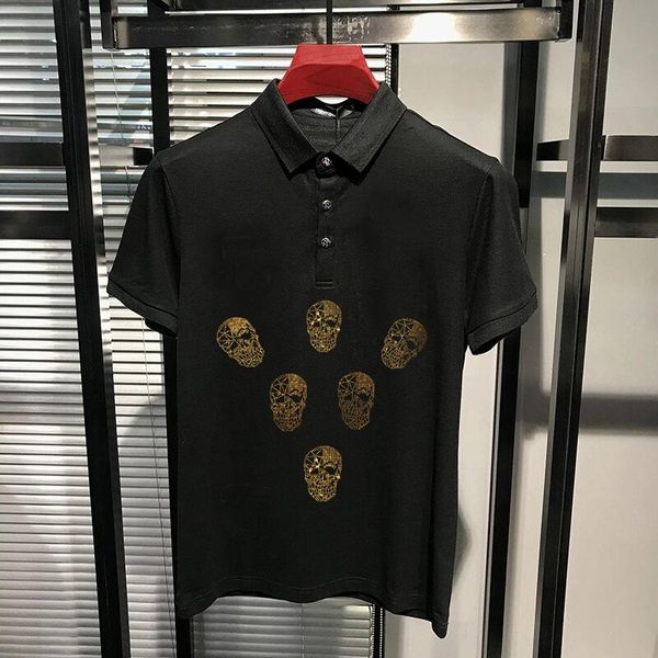 men's polos young lapel clothing diamond solid color rhinestone skull technology shirt original short-sleeved, White;black
men's polos young lapel clothing diamond solid color rhinestone skull technology shirt original short-sleeved, White;black