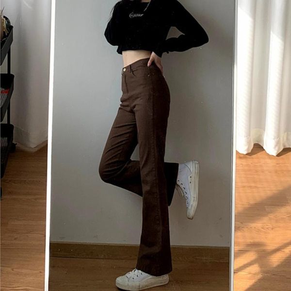 women's jeans flare high waist slimming retro loose wide-legged spring belt large size brown denim pants pantalon pour femme, Blue
women's jeans flare high waist slimming retro loose wide-legged spring belt large size brown denim pants pantalon pour femme, Blue
