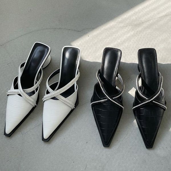 women slippers pointed toe thick low heels sandals shoes woman fashion slip on mules heel slides elegant, Black
women slippers pointed toe thick low heels sandals shoes woman fashion slip on mules heel slides elegant, Black