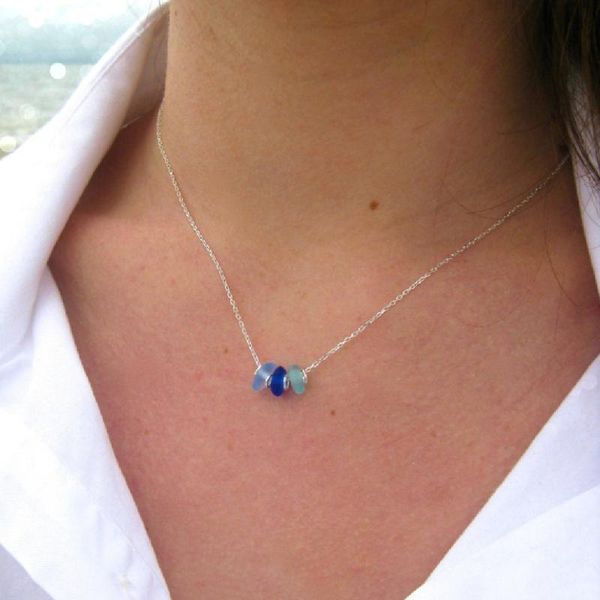pendant necklaces sea glass jewelry necklace women's neck chain 3 stone bohemian style birthday present for women 2021, Silver
pendant necklaces sea glass jewelry necklace women's neck chain 3 stone bohemian style birthday present for women 2021, Silver