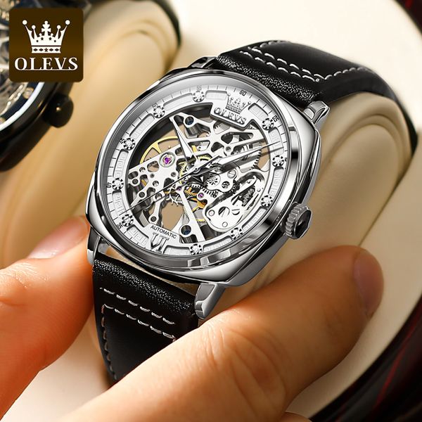 olevs fire fashion mechanical watches men leather hollow automatic sport waterproof cadeau 6651, Slivery;brown
olevs fire fashion mechanical watches men leather hollow automatic sport waterproof cadeau 6651, Slivery;brown
