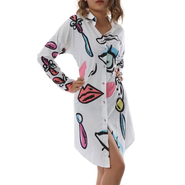 casual dresses women abstract graffiti print shirt long sleeve lapel single breasted spring autumn, Black;gray
casual dresses women abstract graffiti print shirt long sleeve lapel single breasted spring autumn, Black;gray