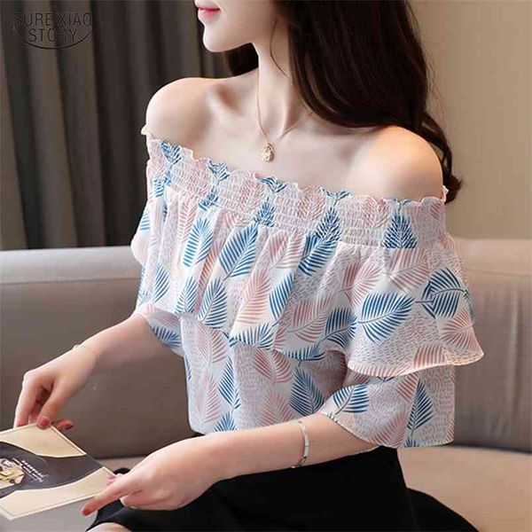 short sleeve off shoulder floral chiffon blouse women summer chemisier femme elegant slim fit ruffle 9213 50 210506, White
short sleeve off shoulder floral chiffon blouse women summer chemisier femme elegant slim fit ruffle 9213 50 210506, White