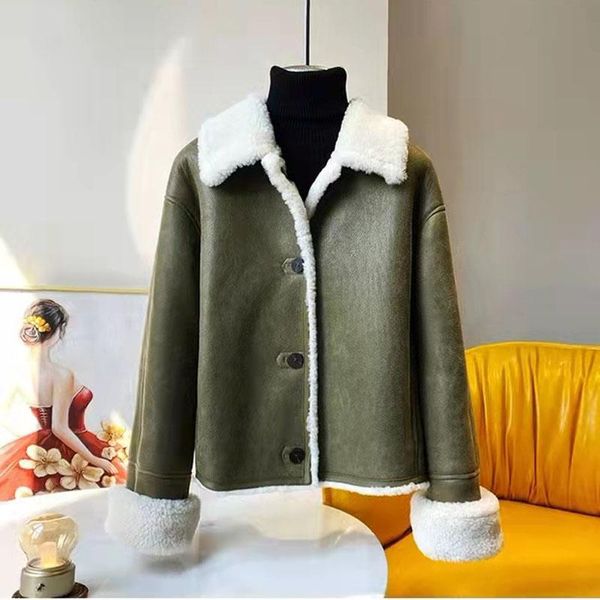 women's fur & faux 2021 fashion casual women coat winter luxury jacket genuine leather sheep wool clothes thick warm single breasted, Black
women's fur & faux 2021 fashion casual women coat winter luxury jacket genuine leather sheep wool clothes thick warm single breasted, Black