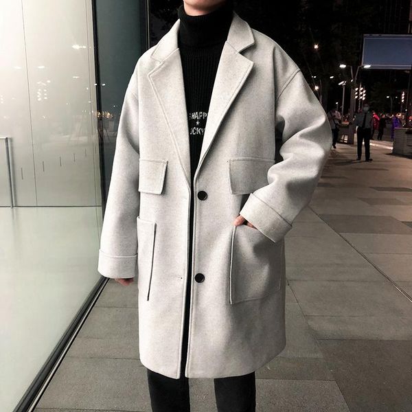 men's wool & blends woolen coat winter solid color windbreaker mid-length trench coats plus size loose long jacket cold autumn clothin, Black
men's wool & blends woolen coat winter solid color windbreaker mid-length trench coats plus size loose long jacket cold autumn clothin, Black