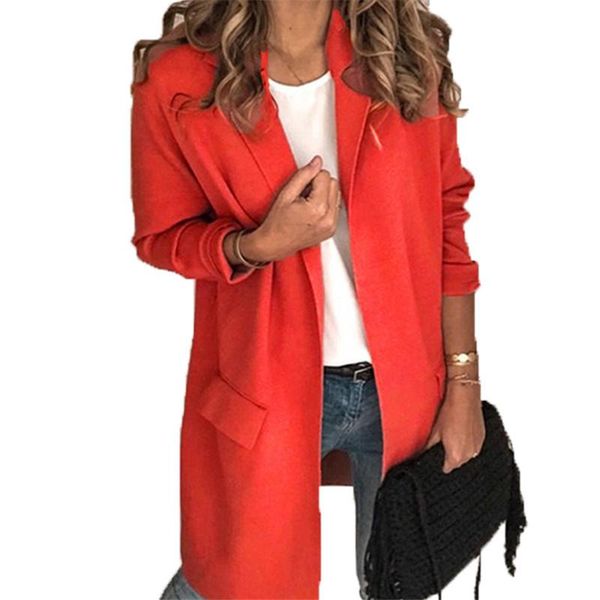 women's jackets lady casual suit jacket long style solid color women cardigan false pocket turn down collar outerwear, Black;brown
women's jackets lady casual suit jacket long style solid color women cardigan false pocket turn down collar outerwear, Black;brown