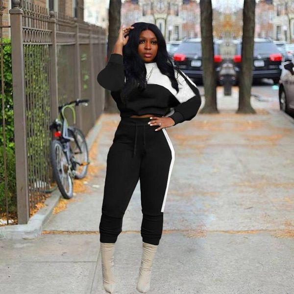 women's two piece pants active wear sporty tracksuit suit color block long sleeve short sweatshirt and high waist bodycon trouser, White
women's two piece pants active wear sporty tracksuit suit color block long sleeve short sweatshirt and high waist bodycon trouser, White