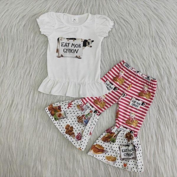 wholesale kids short sleeve ruffle bull shirt bell bottom pants fall baby girl boutique children clothes fashionable sets, White
wholesale kids short sleeve ruffle bull shirt bell bottom pants fall baby girl boutique children clothes fashionable sets, White