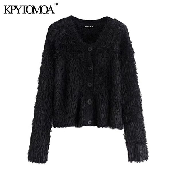 women fashion soft touch faux fur knitted cardigan sweater vintage long sleeve button-up female outerwear chic 210416, White;black
women fashion soft touch faux fur knitted cardigan sweater vintage long sleeve button-up female outerwear chic 210416, White;black