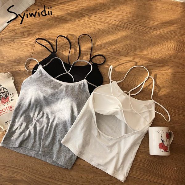 women's tanks & camis syiwidii 2021 fashion women summer female casual tank sleeveless criss cross backless with bras white vest
women's tanks & camis syiwidii 2021 fashion women summer female casual tank sleeveless criss cross backless with bras white vest
