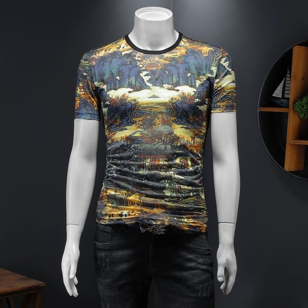 2022 summer new round neck men's short-sleeved t-shirt ice silk personality fashion retro pullover casual printing, White;black
2022 summer new round neck men's short-sleeved t-shirt ice silk personality fashion retro pullover casual printing, White;black