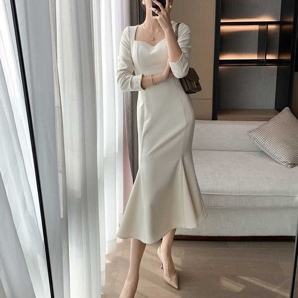 spring vintage retro dress women french hepburn style trumpet dress female office lady casual party midi korean dress 2020 new y0603, Black;gray
spring vintage retro dress women french hepburn style trumpet dress female office lady casual party midi korean dress 2020 new y0603, Black;gray