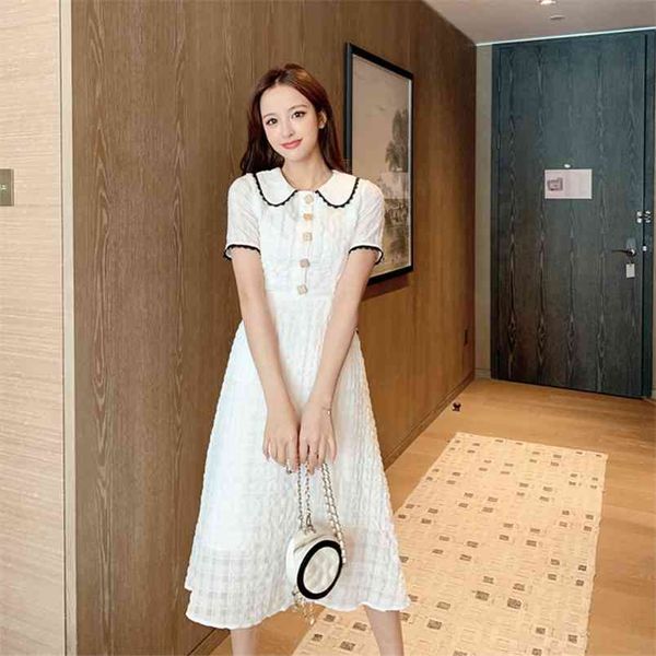 women's dresses solid short sleeve peter pan collar single button high waist korean woman midi dress female vestidos ls380 210506, Black;gray
women's dresses solid short sleeve peter pan collar single button high waist korean woman midi dress female vestidos ls380 210506, Black;gray
