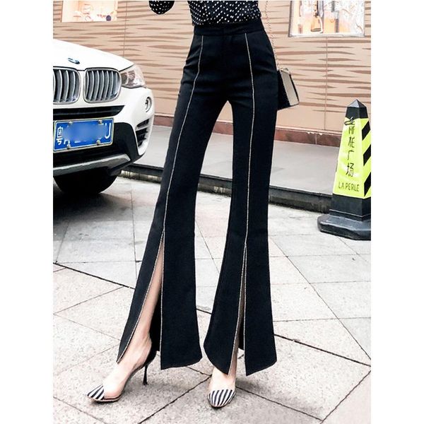 women's pants & capris 2021 korean style elegant women high street all-match solid color black white flare beading slit trousers
women's pants & capris 2021 korean style elegant women high street all-match solid color black white flare beading slit trousers