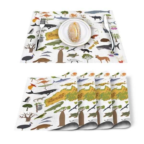 table runner 4/6pcs australian animal birds marine kitchen placemat set dining mats cotton linen pad bowl cup mat home decor
table runner 4/6pcs australian animal birds marine kitchen placemat set dining mats cotton linen pad bowl cup mat home decor