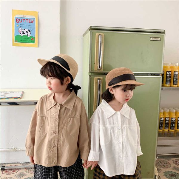 spring autumn kids solid color loose shirts boys and girls turn-down collar long sleeve clothes 210615, White;black
spring autumn kids solid color loose shirts boys and girls turn-down collar long sleeve clothes 210615, White;black