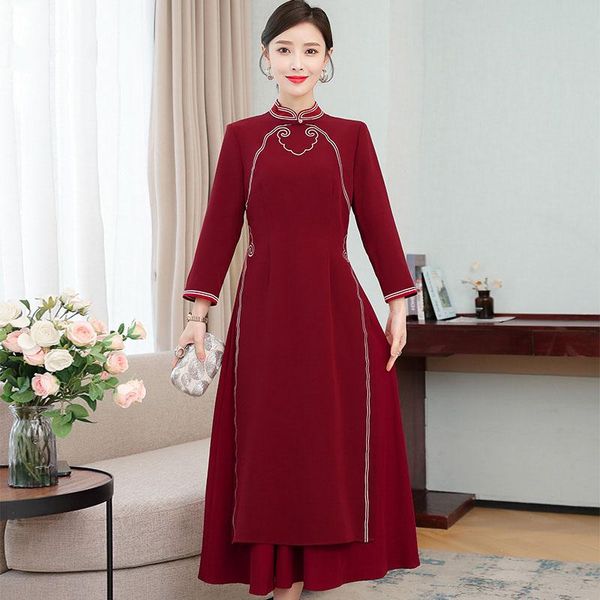 ethnic clothing chinese dress for women aodai vietnam cheongsam qi pao traditional embroidered elegant vintage asian costume, Red
ethnic clothing chinese dress for women aodai vietnam cheongsam qi pao traditional embroidered elegant vintage asian costume, Red