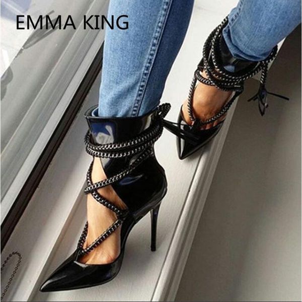 black leather women summer ankle boots pointed toe high heel pumps shoes woman hollow cross-tied gladiator sandals boot
black leather women summer ankle boots pointed toe high heel pumps shoes woman hollow cross-tied gladiator sandals boot