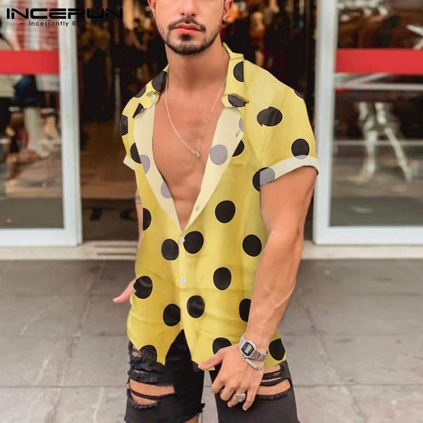 men's casual shirts men shirt polka dot print streetwear lapel short sleeve vacation camisas 2021 summer hawaiian clothing incerun, White;black
men's casual shirts men shirt polka dot print streetwear lapel short sleeve vacation camisas 2021 summer hawaiian clothing incerun, White;black