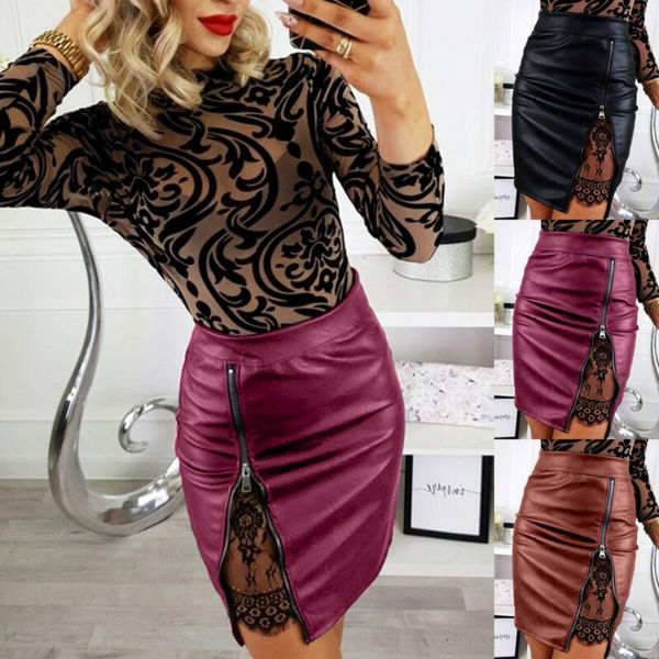 women's bandage pu leather skirt high waist pencil bodycon short mini skirts, Black
women's bandage pu leather skirt high waist pencil bodycon short mini skirts, Black