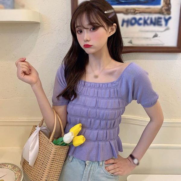 women's t-shirt women casual short sleeve t shirt fashion square collar t-shirts summer knitted, White
women's t-shirt women casual short sleeve t shirt fashion square collar t-shirts summer knitted, White