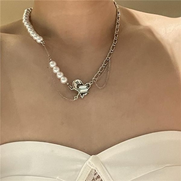 chains trendy silver color crystal heart pearl chain pendant necklace for women ladies metal geometric choker collares
chains trendy silver color crystal heart pearl chain pendant necklace for women ladies metal geometric choker collares