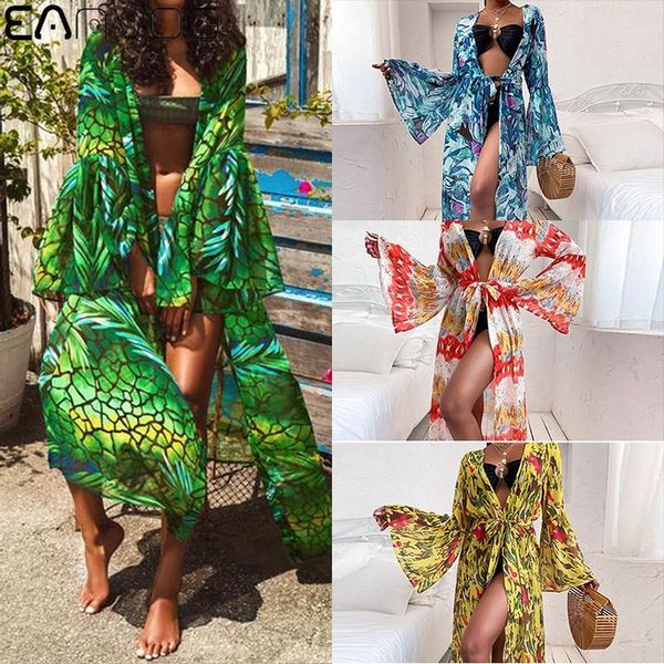women's swimwear fashion printed wide loose long blouse summer beach tunic cardigan wear flared sleeve bathing suit cover up, White;black
women's swimwear fashion printed wide loose long blouse summer beach tunic cardigan wear flared sleeve bathing suit cover up, White;black