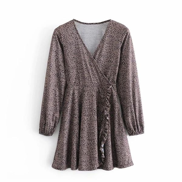 women dress animal printed v-neckline long sleeves ruffled mini casual chic fashion es for 210420, Black;gray
women dress animal printed v-neckline long sleeves ruffled mini casual chic fashion es for 210420, Black;gray